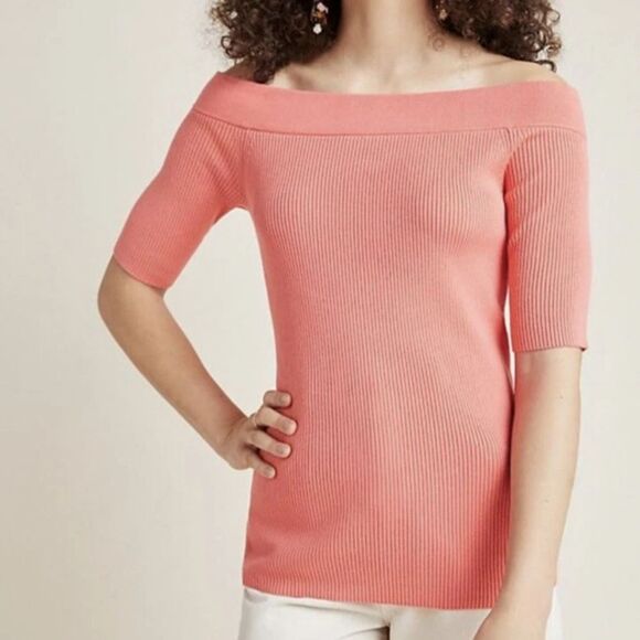 Anthropologie Sweaters - Anthropology Minuet Off- Shoulder Ribbed Top M